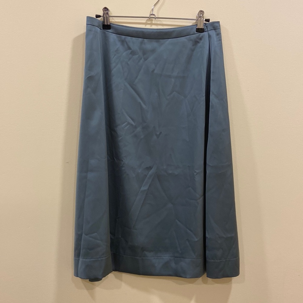 Satin Blue Midi Skirt